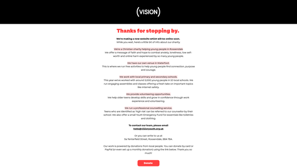 Screenshot of the Vision (Rossendale) website