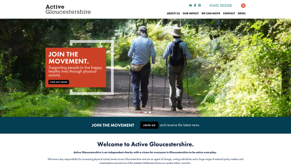 Screenshot of the Active Gloucestershire website