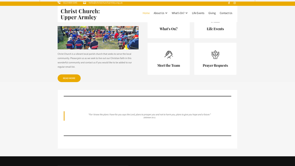 Screenshot of the The Parochial Church Council Of The Ecclesiastical Parish Of Christ Church Upper Armley website
