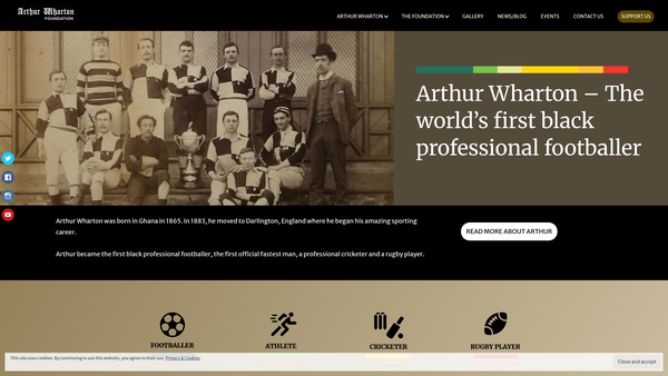 Screenshot of the Arthur Wharton Foundation website