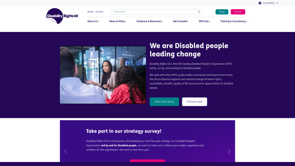 Screenshot of the Disability Rights UK website
