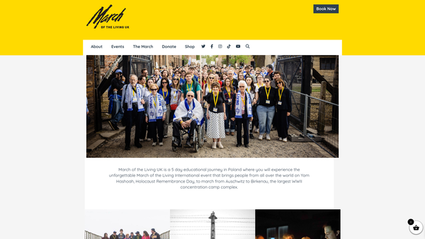 Screenshot of the March Of The Living (UK) Limited website