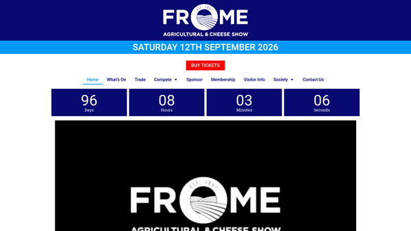 Screenshot of the Frome And District Agricultural Society Limited website