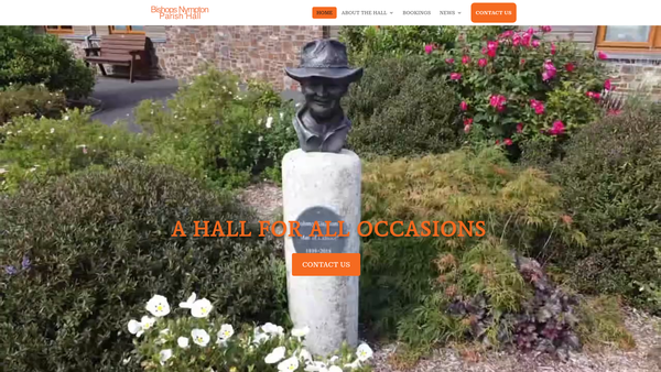 Screenshot of the Bishops Nympton Parish Hall Trust website
