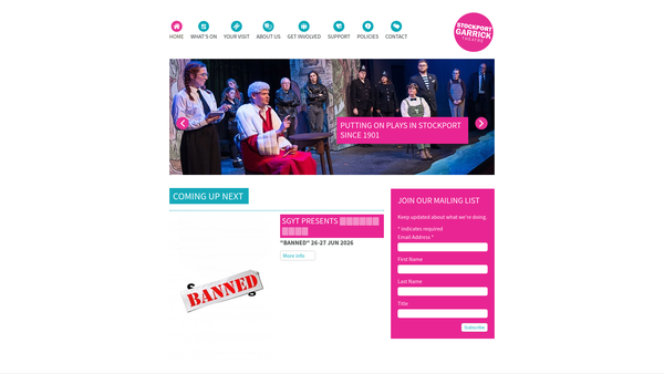 Screenshot of the Stockport Garrick Theatre Limited website