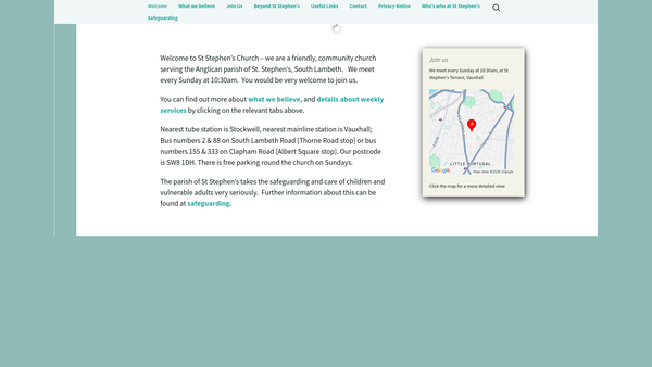 Screenshot of the The Parochial Church Council Of The Ecclesiastical Parish Of St Stephen's Church, South Lambeth website