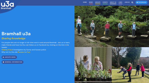 Screenshot of the Bramhall U3A website