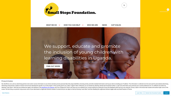 Screenshot of the Small Steps Foundation website