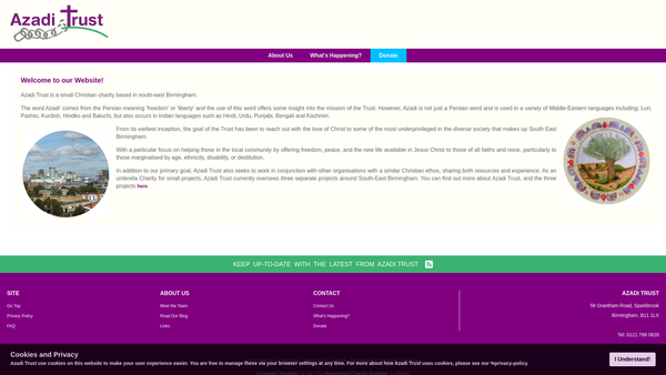 Screenshot of the Azadi Trust website