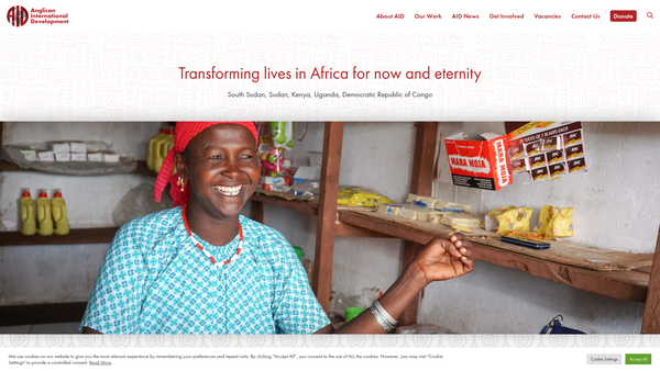 Screenshot of the Anglican International Development Ltd website