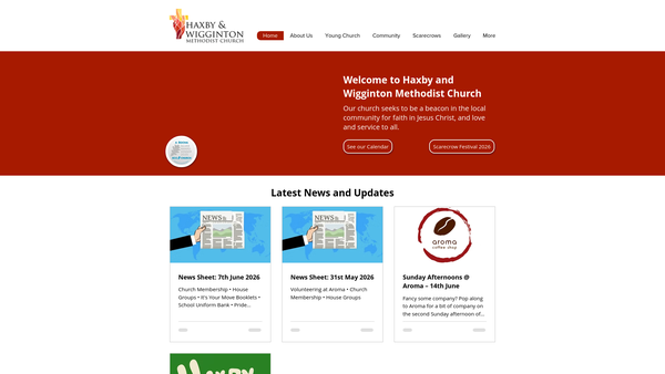 Screenshot of the Haxby & Wigginton Methodist Church website