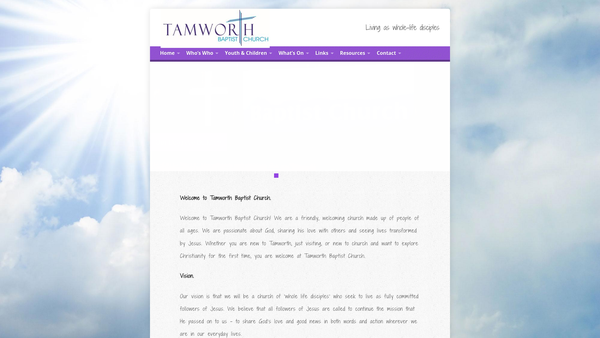 Screenshot of the Tamworth Baptist Church website