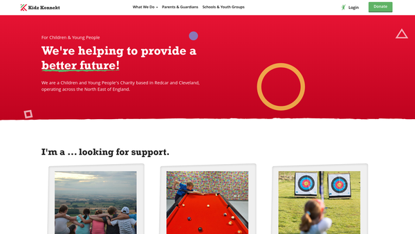Screenshot of the Kidz Konnekt website