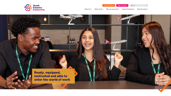 Screenshot of the Youth Careers Collective website
