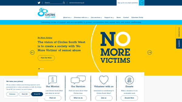 Screenshot of the Circles South West website