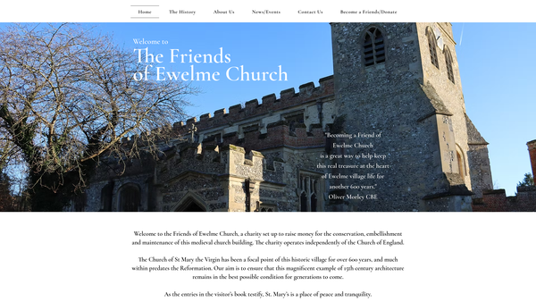 Screenshot of the Friends Of Ewelme Church website
