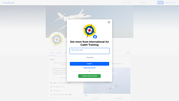 Screenshot of the International Air Cadet Training website