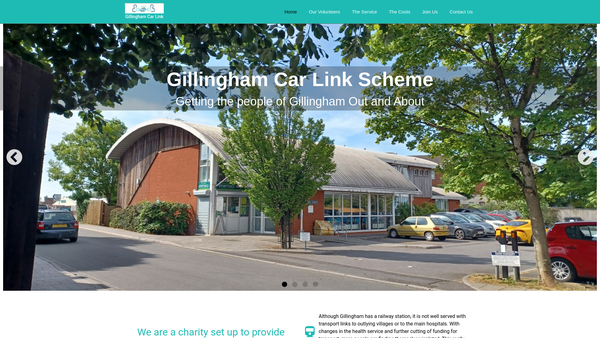 Screenshot of the Gillingham Area Voluntary Car Link Scheme website