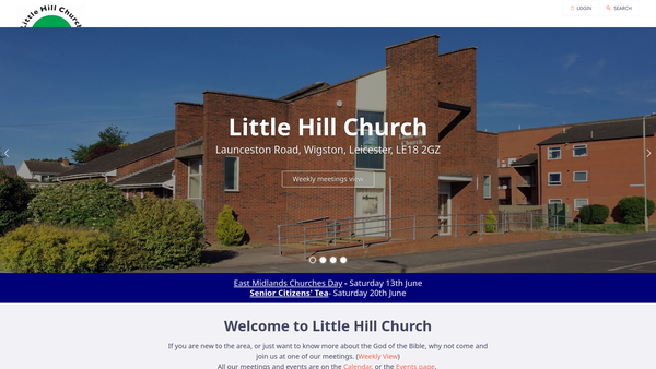Screenshot of the Little Hill Church website