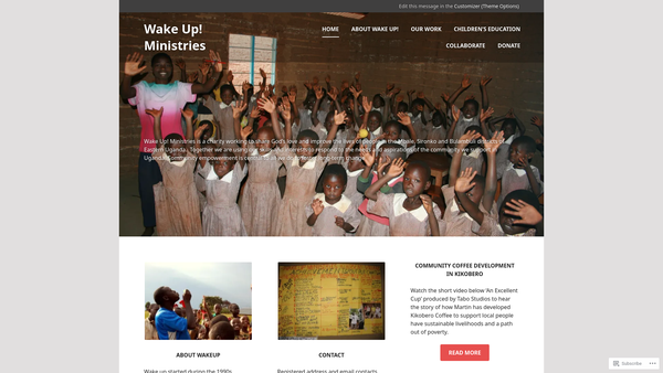 Screenshot of the Wake Up Ministries website