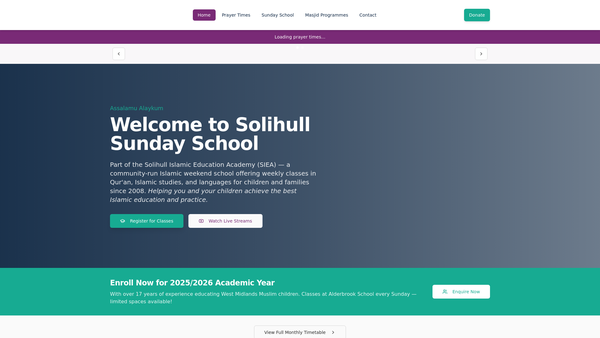 Screenshot of the Solihull Islamic Education Academy Ltd website