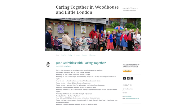 Screenshot of the Caring Together In Woodhouse & Little London website