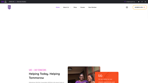 Screenshot of the Mfantsiman Old  Girls’ Association UK (MOGA UK) website