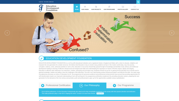 Screenshot of the Education Development Foundation website