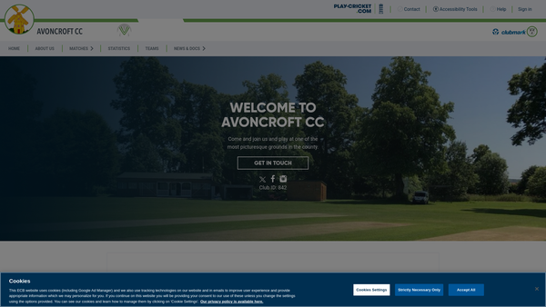 Screenshot of the Avoncroft Cricket Club website