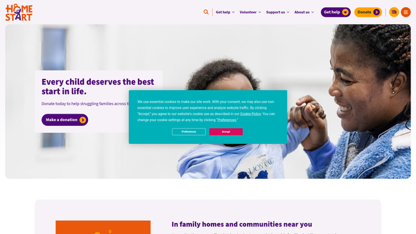 Screenshot of the Home-Start Craven website