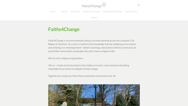 Screenshot of the Faiths4change website