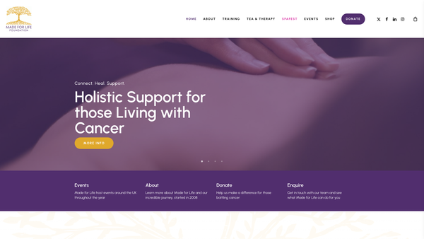 Screenshot of the Made For Life Foundation website