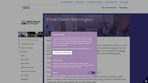 Screenshot of the Parochial Church Council Of The Ecclesiastical Parish Of Stannington website