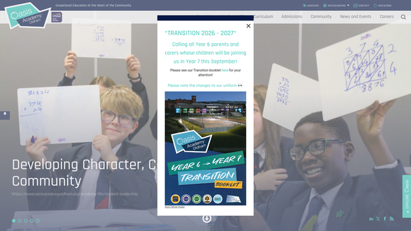 Screenshot of the Oasis Community Hub: Oldham website