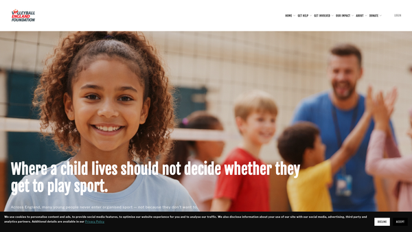 Screenshot of the Volleyball England Foundation website