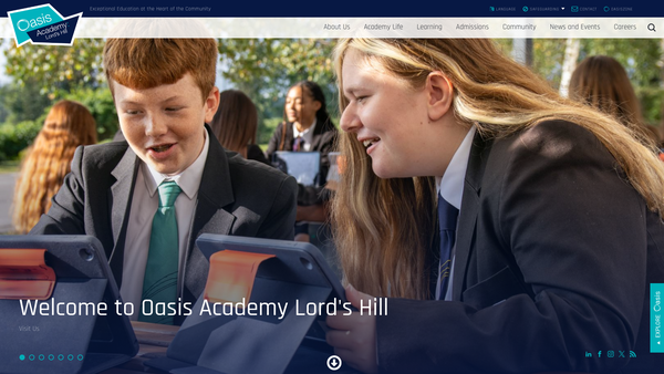Screenshot of the Oasis Lord's Hill website