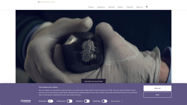 Screenshot of the The Royal Mint Museum website