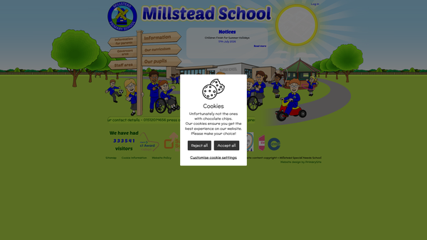 Screenshot of the Millstead Parents Teachers Association website