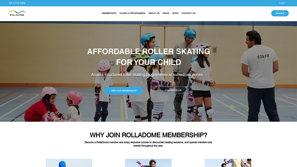 Screenshot of the Rolladome All Skate Limited website