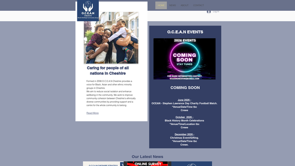 Screenshot of the Ocean (Cheshire) Limited website