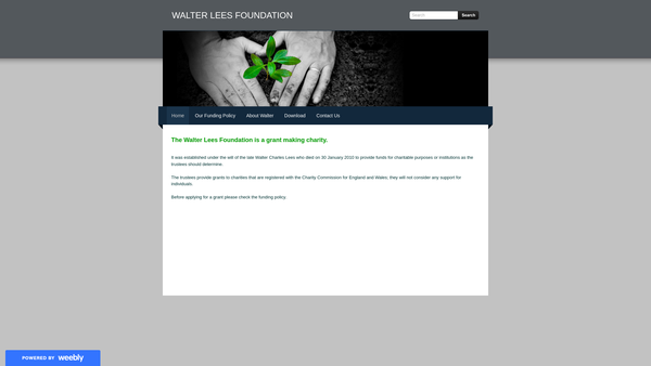 Screenshot of the Walter Lees Foundation website