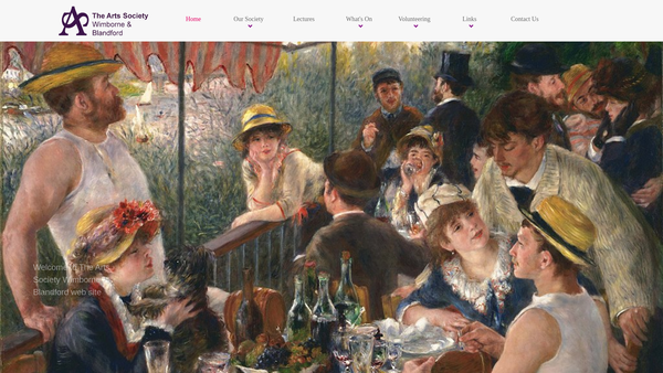 Screenshot of the The Arts Society Wimborne & Blandford website