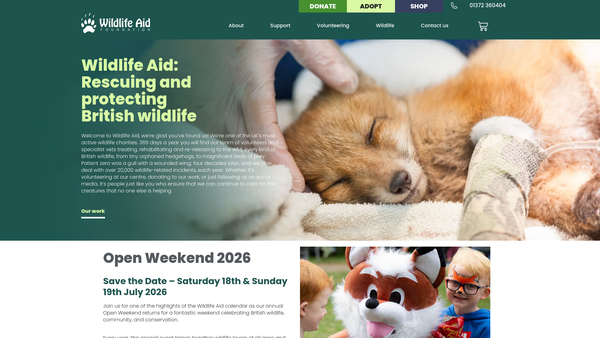 Screenshot of the The Wildlife Aid Foundation website