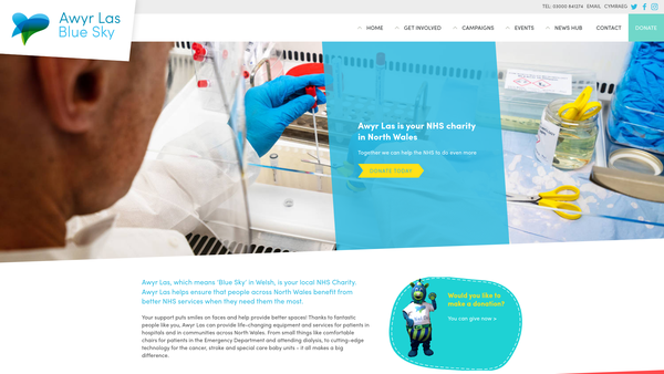 Screenshot of the Betsi Cadwaladr University Health Board Charity And Other Related Charities website