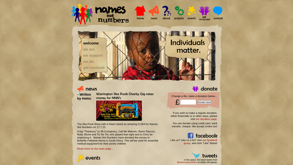 Screenshot of the Names Not Numbers website