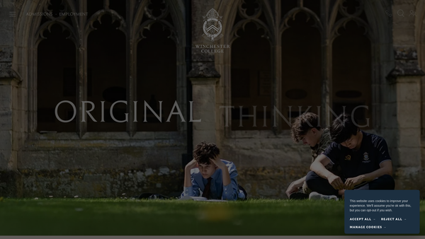 Screenshot of the The Warden And Scholars Of St Mary College Of Winchester website