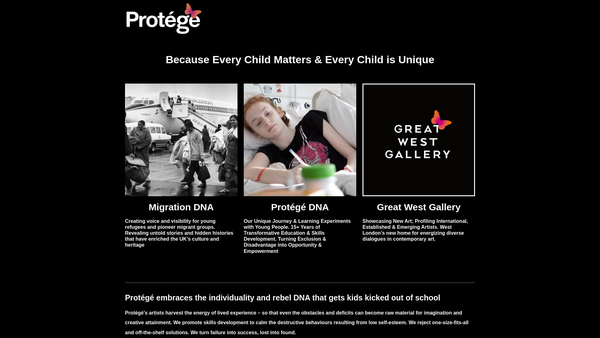 Screenshot of the Protege Dna website