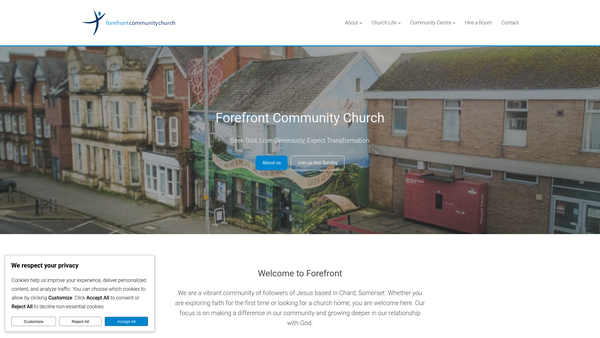 Screenshot of the Forefront Community Church website