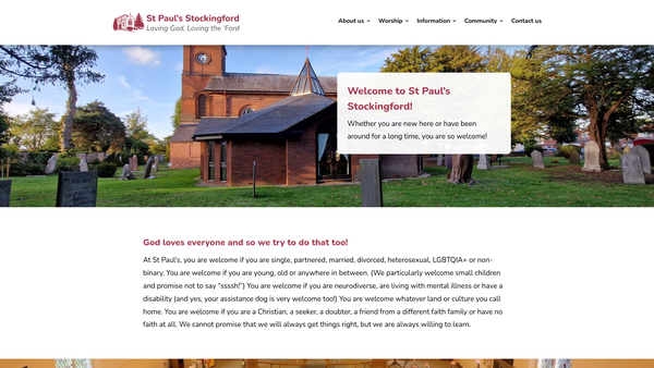 Screenshot of the The Parochial Church Council Of The Ecclesiastical Parish Of St. Paul's Stockingford website
