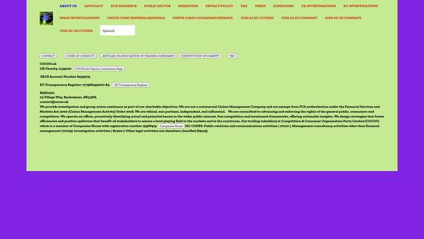 Screenshot of the Cocoo.uk website